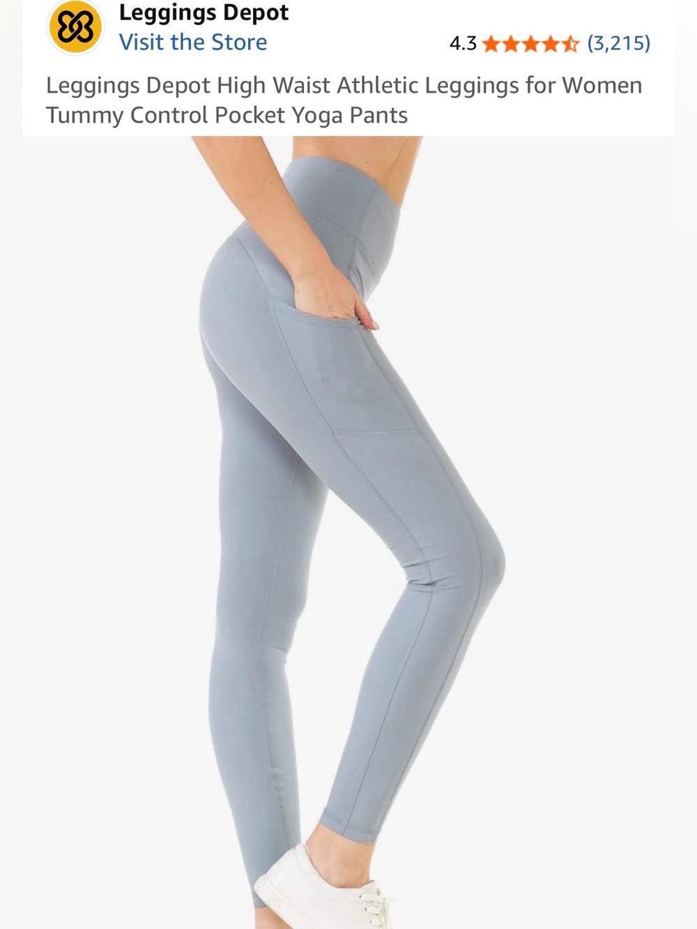 Leggings Depot High-Waist Tummy Control Pocket Leggings in Charcoal Dark Grey